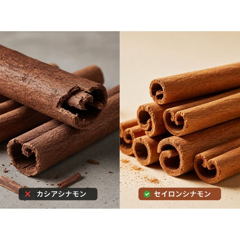 カシアシナモンとセイロンシナモンの比較